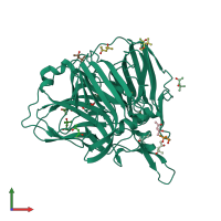 PDB entry 5k7a coloured by chain, front view.