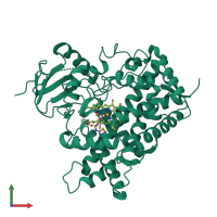 Monomeric assembly 1 of PDB entry 5k7k coloured by chemically distinct molecules, front view.