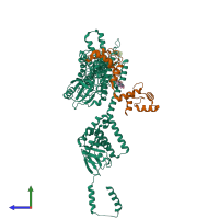 PDB entry 5k7l coloured by chain, side view.