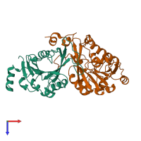 PDB entry 5k7m coloured by chain, top view.