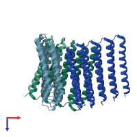 PDB entry 5k7v coloured by chain, top view.