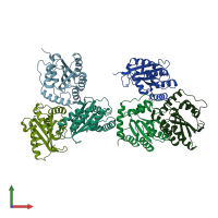 PDB entry 5k81 coloured by chain, front view.