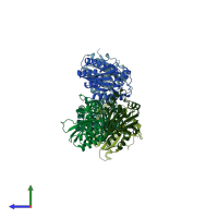 PDB entry 5k81 coloured by chain, side view.