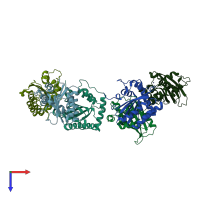 PDB entry 5k81 coloured by chain, top view.