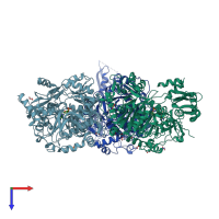 PDB entry 5k85 coloured by chain, top view.