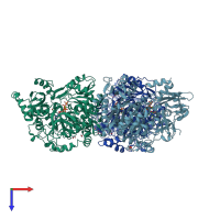 PDB entry 5k8f coloured by chain, top view.