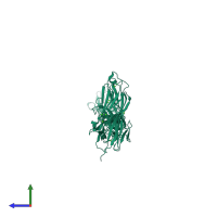 PDB entry 5k8g coloured by chain, side view.