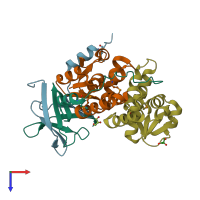 PDB entry 5k8j coloured by chain, top view.