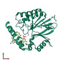 PDB entry 5k8k coloured by chain, front view.