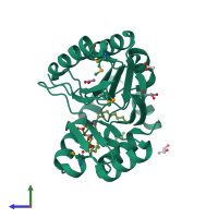 PDB entry 5k8k coloured by chain, side view.