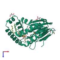 PDB entry 5k8k coloured by chain, top view.