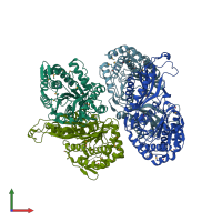 PDB entry 5k8m coloured by chain, front view.