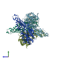 PDB entry 5k8m coloured by chain, side view.