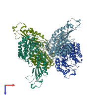 PDB entry 5k8m coloured by chain, top view.