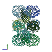 PDB entry 5k8o coloured by chain, side view.
