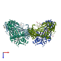 PDB entry 5k8x coloured by chain, top view.