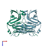 PDB entry 5k93 coloured by chain, top view.