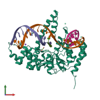 PDB entry 5k97 coloured by chain, front view.