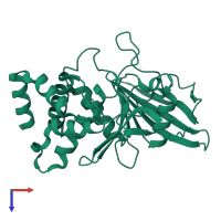 PDB entry 5ka4 coloured by chain, top view.