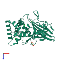 PDB entry 5ka8 coloured by chain, top view.