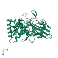 PDB entry 5ka9 coloured by chain, top view.