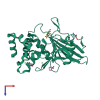 PDB entry 5kab coloured by chain, top view.