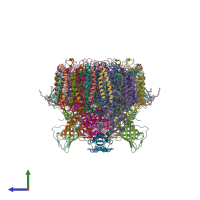 PDB entry 5kaf coloured by chain, side view.