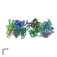 PDB entry 5kah coloured by chain, top view.