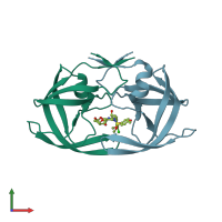 PDB entry 5kao coloured by chain, front view.