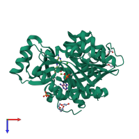 PDB entry 5kb5 coloured by chain, top view.