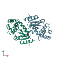 PDB entry 5kbc coloured by chain, front view.