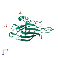PDB entry 5kbk coloured by chain, top view.