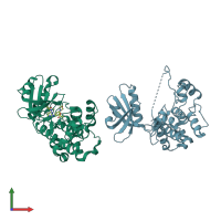 PDB entry 5kbq coloured by chain, front view.