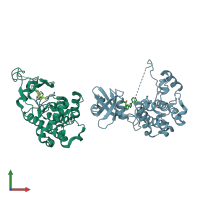 PDB entry 5kbr coloured by chain, front view.