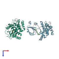 PDB entry 5kbr coloured by chain, top view.