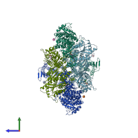 PDB entry 5kbu coloured by chain, side view.