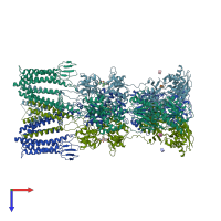 PDB entry 5kbu coloured by chain, top view.