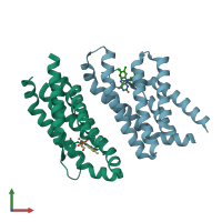 PDB entry 5kbw coloured by chain, front view.