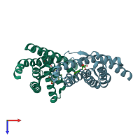 PDB entry 5kbw coloured by chain, top view.