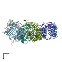 PDB entry 5kby coloured by chain, top view.