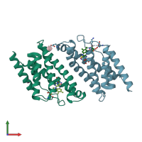 PDB entry 5kc4 coloured by chain, front view.