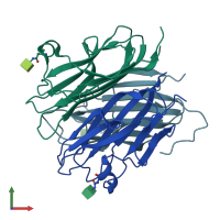 PDB entry 5kc6 coloured by chain, front view.