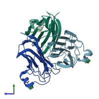 PDB entry 5kc6 coloured by chain, side view.