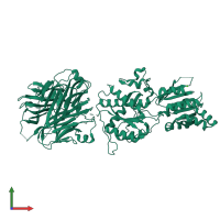 PDB entry 5kca coloured by chain, front view.