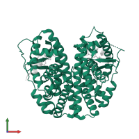 Estrogen receptor in PDB entry 5kcc, assembly 1, front view.