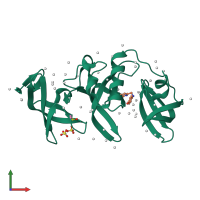 PDB entry 5kch coloured by chain, front view.