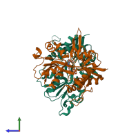 PDB entry 5kcj coloured by chain, side view.