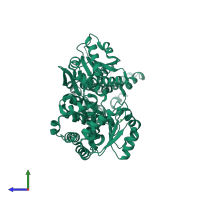PDB entry 5kcn coloured by chain, side view.