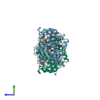 PDB entry 5kcp coloured by chain, side view.