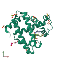 PDB entry 5kd1 coloured by chain, front view.